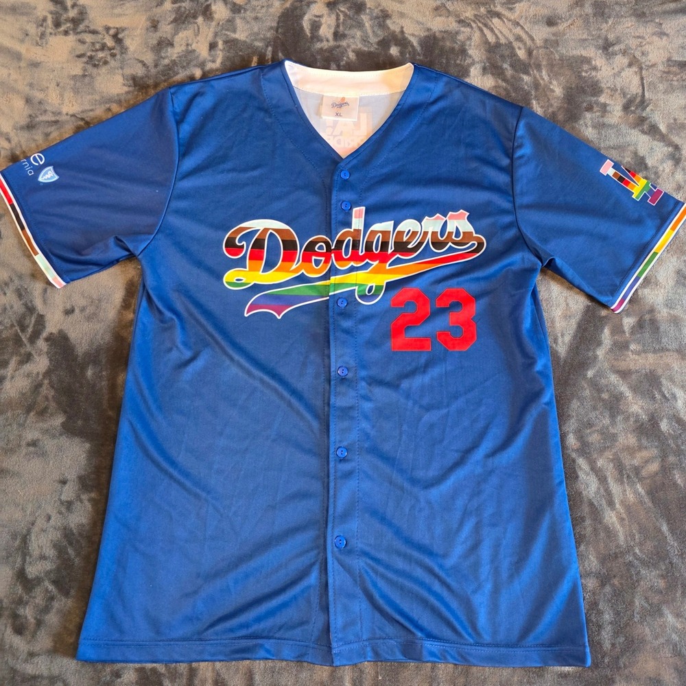 Los Angeles Dodgers Pride Night 2023 Stadium Giveaway Jersey Blue XL LGBTQ LA